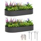 image 1 of Outsunny Set of 2 Raised Beds for Garden with Metal Plant Stakes, Dark Grey | Grey | Dark Grey