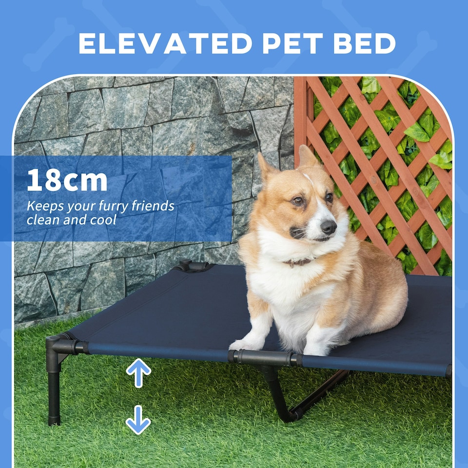 image 1 of PawHut Elevated Pet Bed with Metal Frame and Oxford Fabric with Dogs and Cats L
