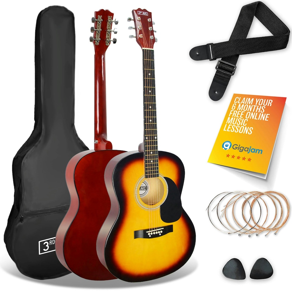 image 1 of 3rd Avenue Full Size Acoustic Guitar Pack Brown