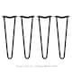 image 3 of 4 x 16" Hairpin Legs - 2 Prong - 12mm - Black
