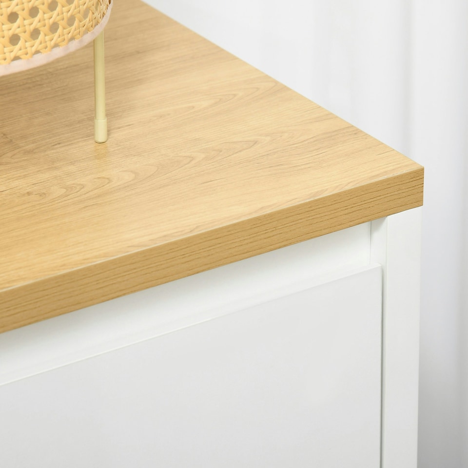 image 1 of HOMCOM Sideboard Living Room Cabinet with Double Door Cabinet Adjustable Shelf White | Natural