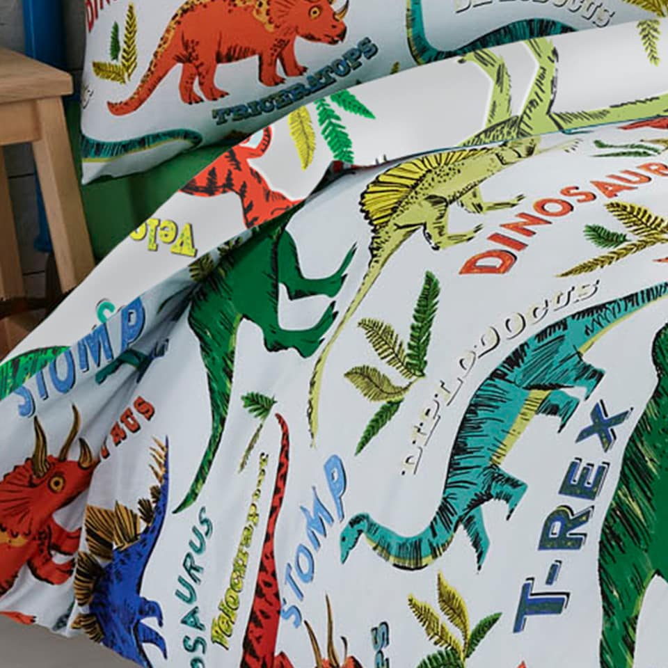 image 1 of Happy Linen Company Dino Snore Duvet Cover Bedding Set