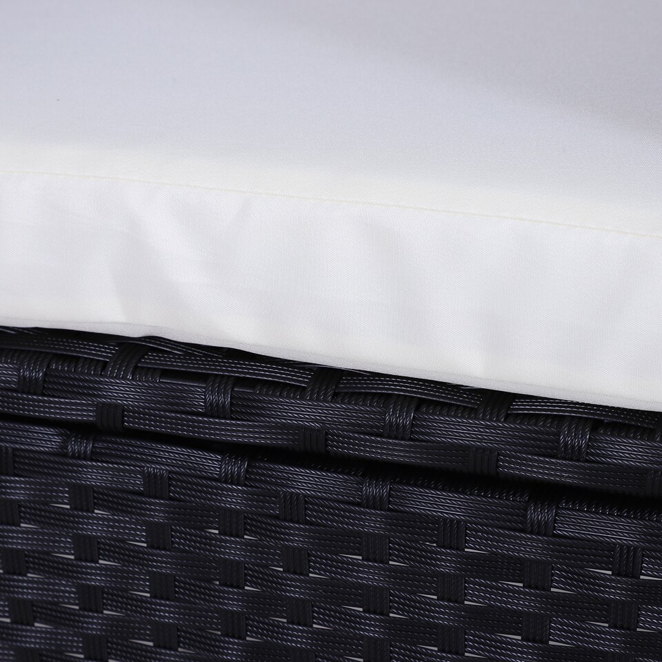 image 1 of Outsunny 3 Pieces Rattan Bistro Set, Wicker Garden Furniture Set with 2 Tier Coffee Table and Chairs, Cushions, for Outdoor Patio Balcony, Black