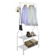 image 1 of House of Home Clothes Rack Steel White Clothing Rail With Two Shelves Hanging Hooks 5ft Height | White