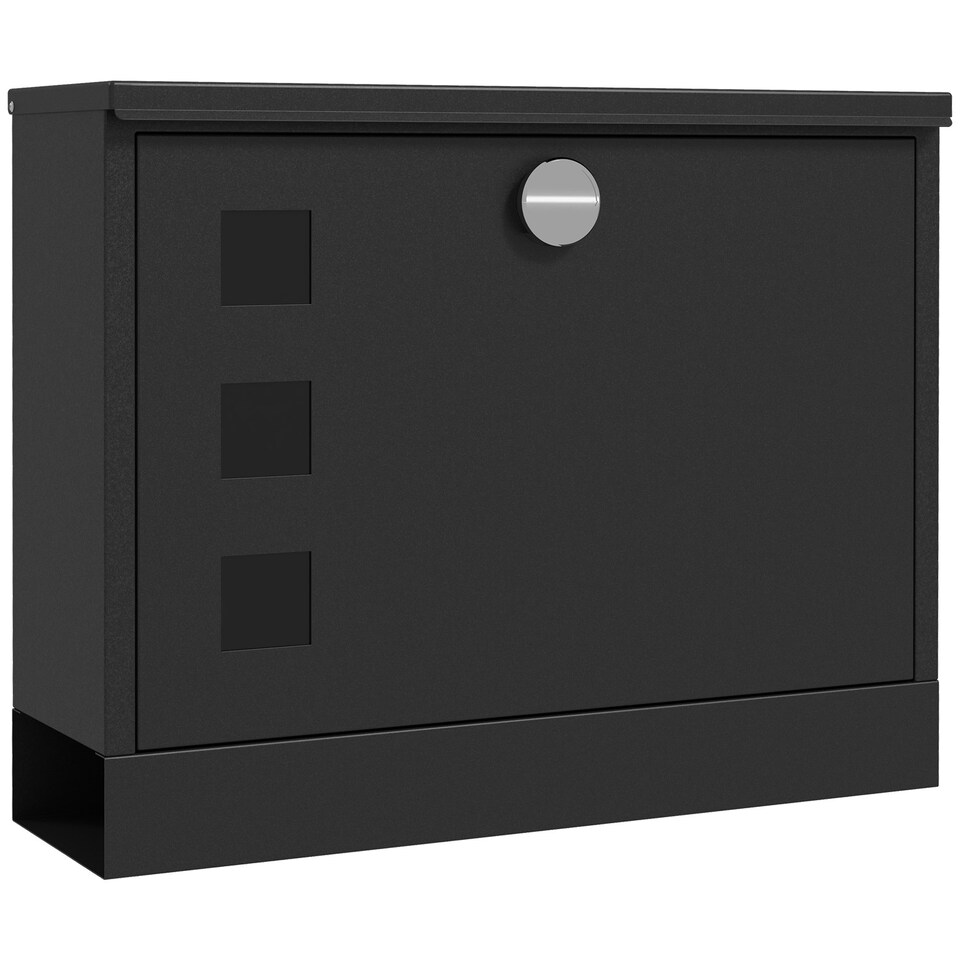 image 1 of HOMCOM Wall Mounted Letterbox Mailbox with Windows and Keys Easy to Install Black