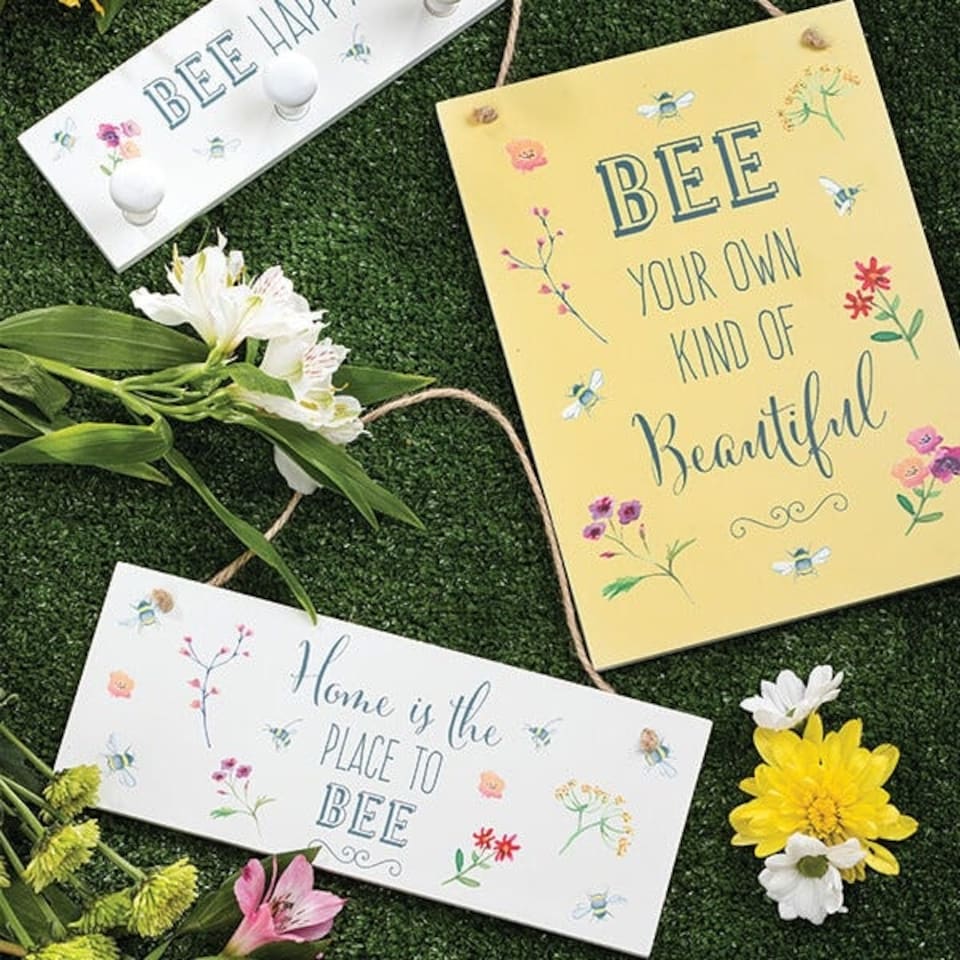 image 1 of English Tableware Company Bee Happy Home Wall Plaque
