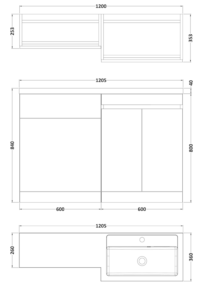 image 1 of Balterley Floor Standing Compact Unit with Left Hand Polymarble Basin