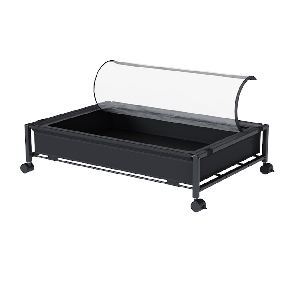 image 1 of Living and Home Under Bed Steel Storage Organizer Basket with Wheels | Black