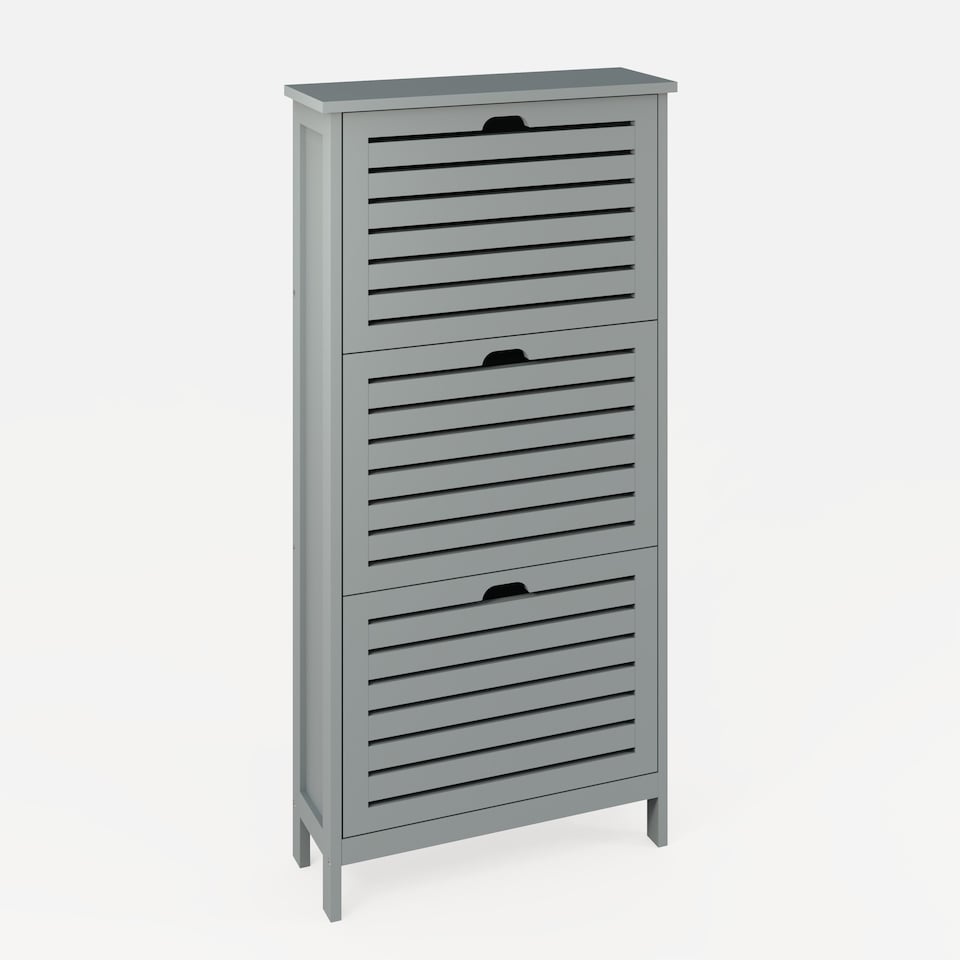 image 1 of Bergen Three Tier Shoe Cabinet | Grey | Grey