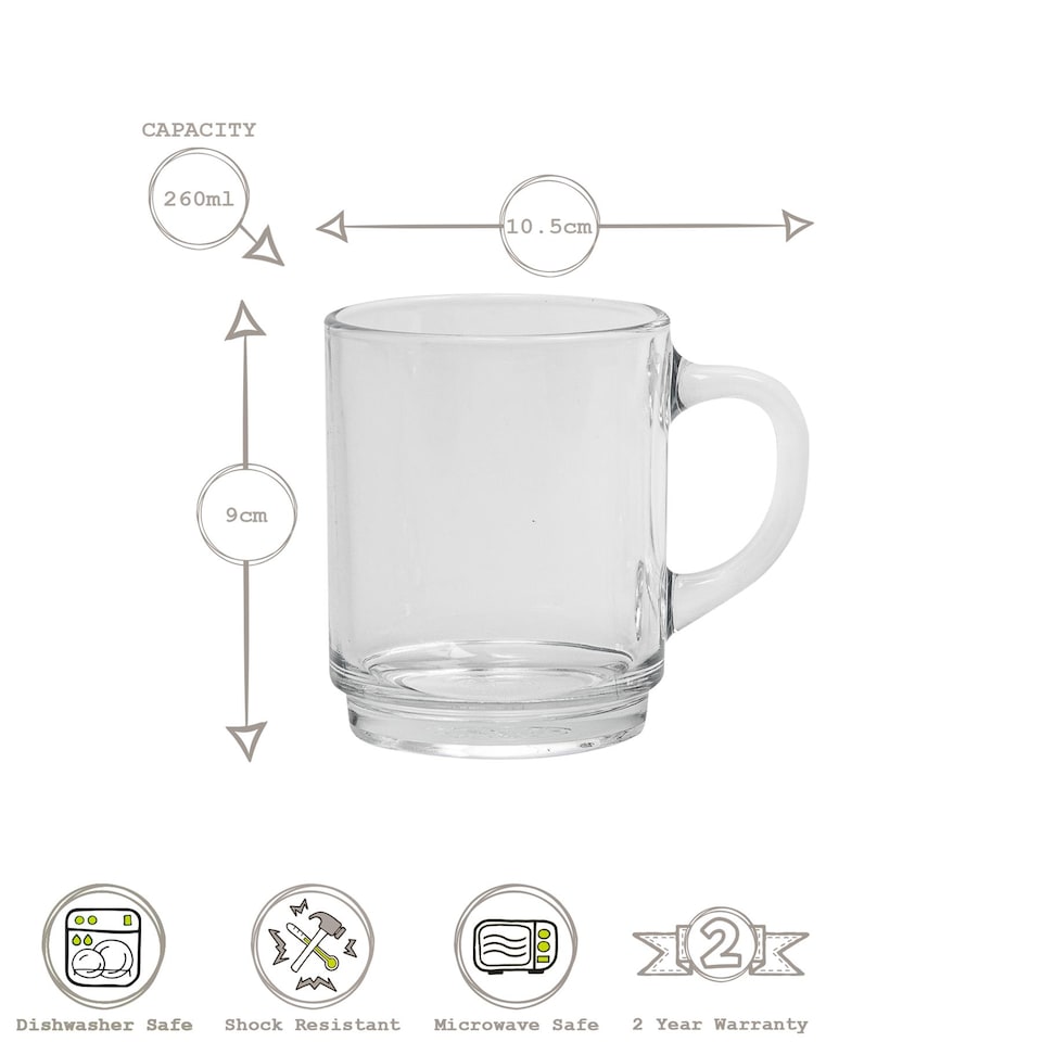 image 1 of Duralex Versailles Glass Coffee Mugs - 260ml - Pink - Pack of 6