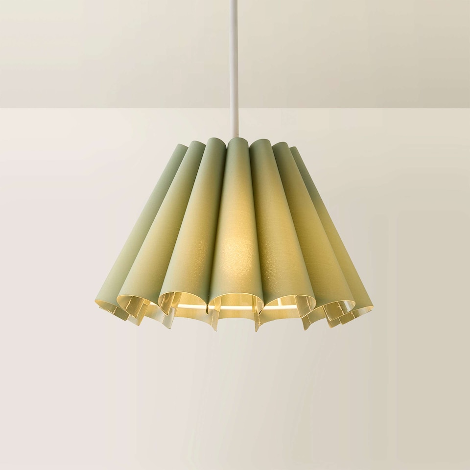 image 1 of ValueLights Lauren Green Pleat Scallop Edge Taper Ceiling Shade