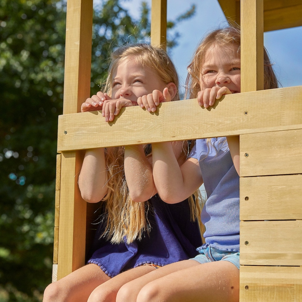 image 1 of TP Treehouse Wooden Play Tower with Wavy Slide & Bluey Quadpod - FSC® certified