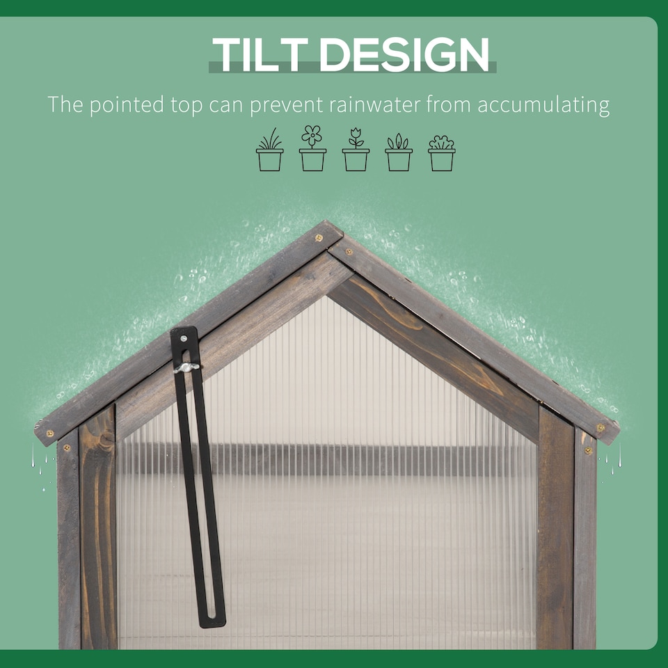 image 1 of Outsunny Wooden Cold Frame Greenhouse Garden Polycarbonate Grow House, Grey