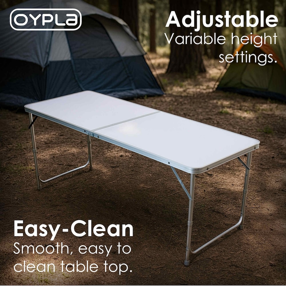 image 1 of 4ft Folding Outdoor Camping Kitchen Work Top Table | White