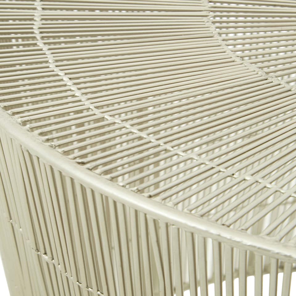 image 1 of Interiors by Premier Silver Large Cage Round Table, Iron Strips Coffee Table, Durable End Side Table for Indoor, Outdoor Spaces