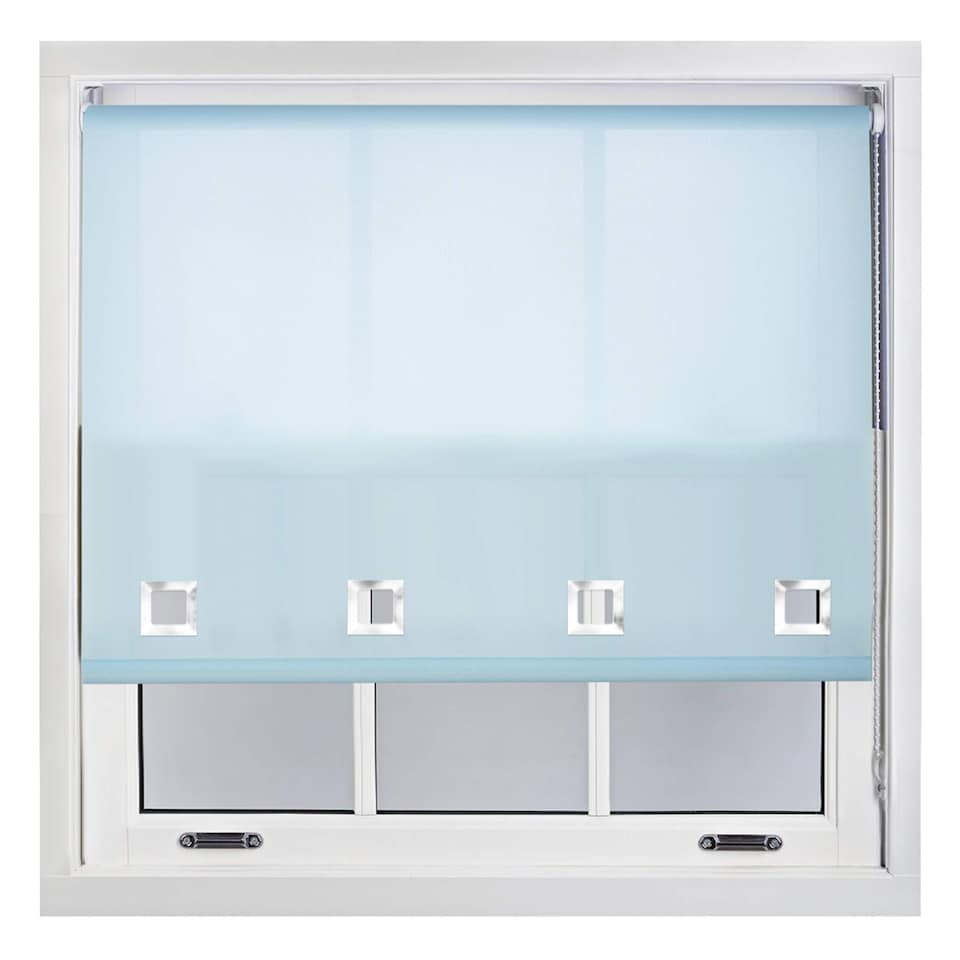 image 1 of FURNISHED Daylight Roller Blinds with Large Eyelets Cut to Size Sheer Fabric | Blue | Duck Egg Blue | (W) 150cm x (L) 210cm