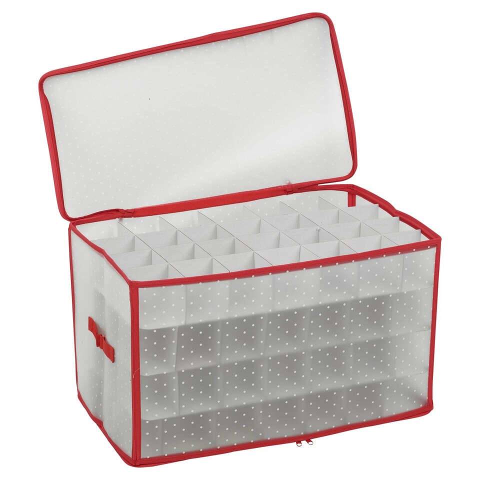 image 1 of Christmas Tree Decorations Storage Baubles Ball Case Bag Holder Organiser with Zip | Multi | Red & White | 112 Baubles