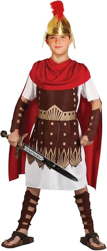 Boys Roman Centurion Costume & Hat Gladiator Kids Fancy Dress Nativity Outfit  (5-7 Years)