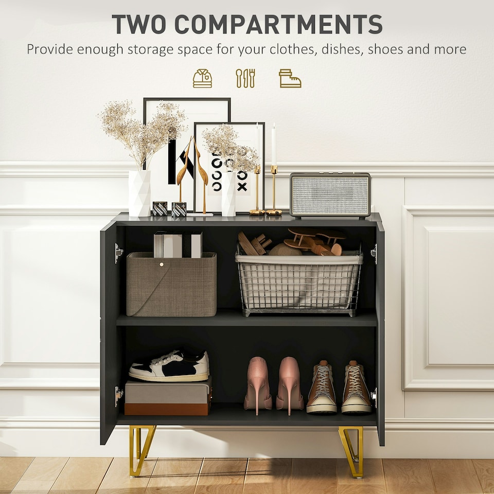 image 1 of HOMCOM Storage Cabinet, Sideboard with Adjustable Shelf | Black