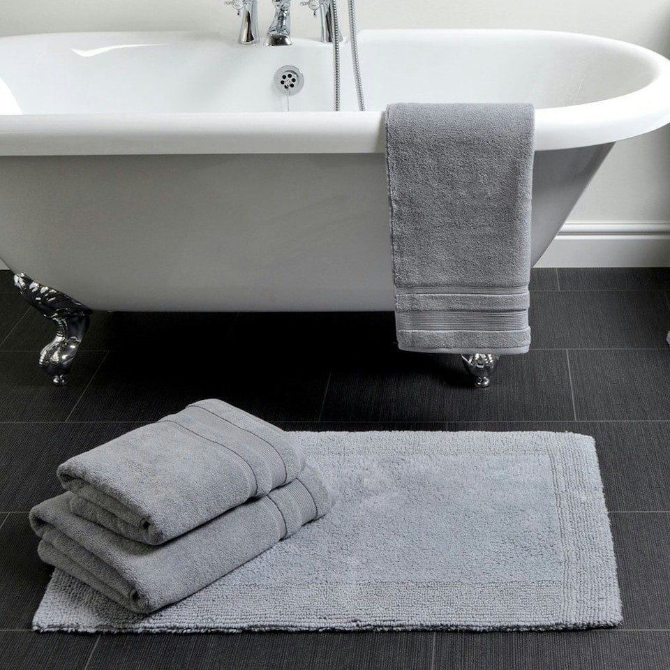 image 1 of Heavyweight Reversible Bath Mat Rug 53 x 85cm - Dove Grey