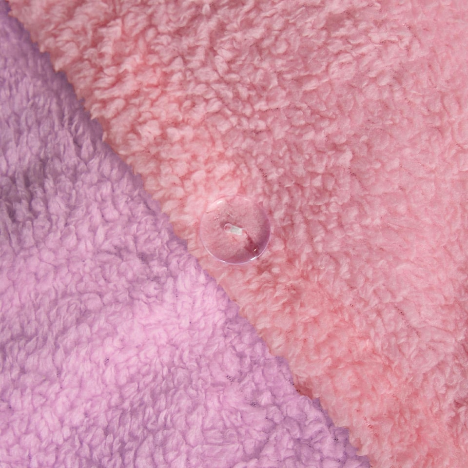 image 1 of OHS Luxury Teddy Fleece Reversible Duvet Cover and Pillowcase Bedding Set | Multi | Pink/Lilac | Single