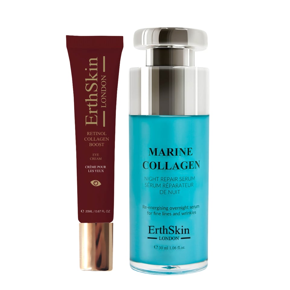 image 1 of Erth Skin London Marine Collagen Night Serum 30ml + Retinol Collagen Boost Eye Cream 20ml