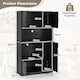 image 2 of COSTWAY 180 cm Tall Pantry Cabinet with Power Outle Black