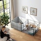 image 2 of PawHut 7 Panel Whelping Box for Dogs, Dog Playpen with Whelping Pads 