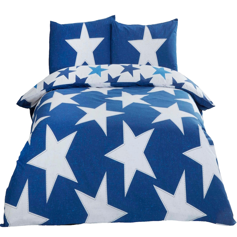 image 1 of All Stars Polycotton Reversible Duvet Set with Pillowcase Red | Double