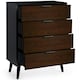 image 4 of Walnut Oak and Matt Black Wide Chest of Drawers (4 Drawers)
