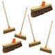 image 1 of 2 x 10" Indoor Outdoor Traditional Wooden Coco Yard Sweeping Brush With Handle & Support Bracket