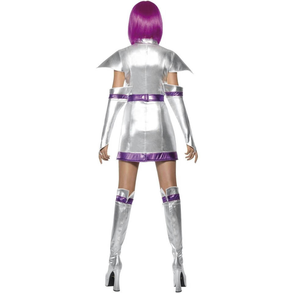 image 1 of Fever Womens/Ladies Space Cadet Costume Set - Metallic Silver - S S