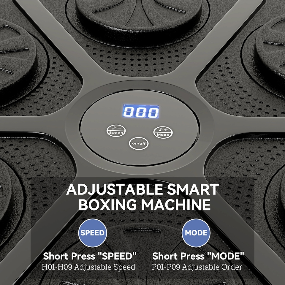 image 1 of SPORTNOW Music Boxing Machine, Smart Bluetooth Boxing Machine Wall Mounted with 9 Speeds & Modes, LED Lights and Gloves, Punching Pad for Adults, Black