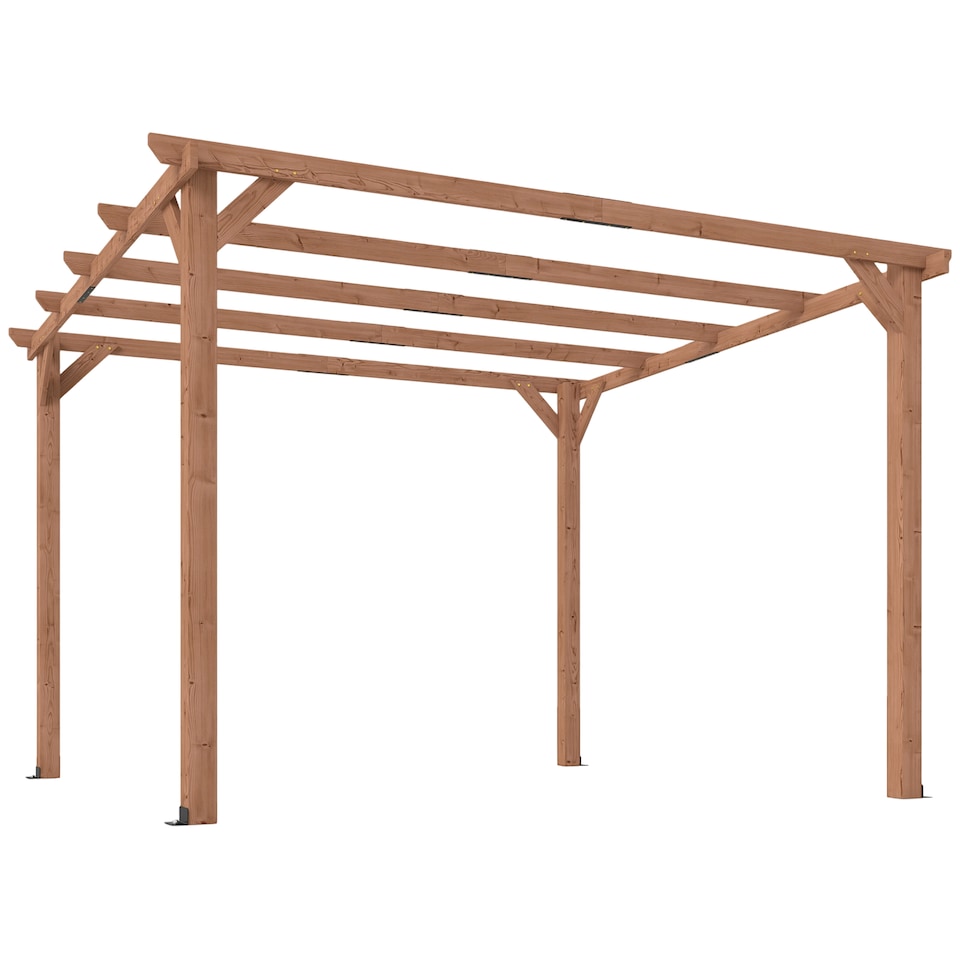 image 1 of Outsunny 3x3 m Garden Wooden Pergola Gazebo Grape Trellis, Maple Wood-effect | Brown | Maple wood-effect