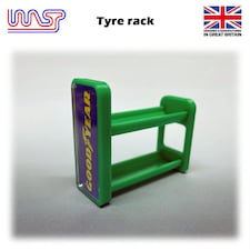 Slot Car Scenery Track Side Tyre Wheel Rack Green with Logos 1:32 WASP
