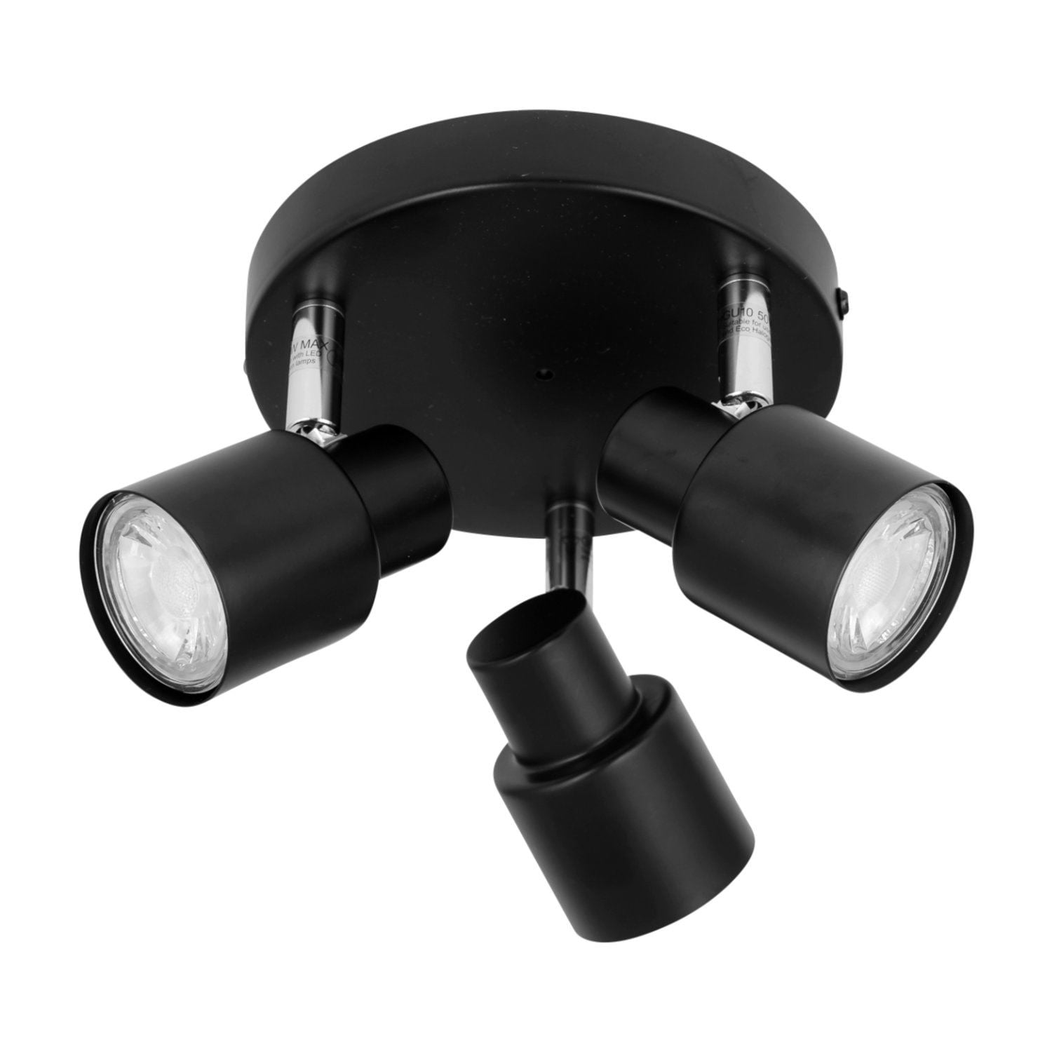 First Choice Lighting Irwin - Black 3 Light IP44 Bathroom Round Spotlight