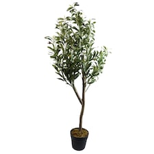 120cm Artificial Natural Look Olive Tree with Wooden Trunk | Green | 4ft