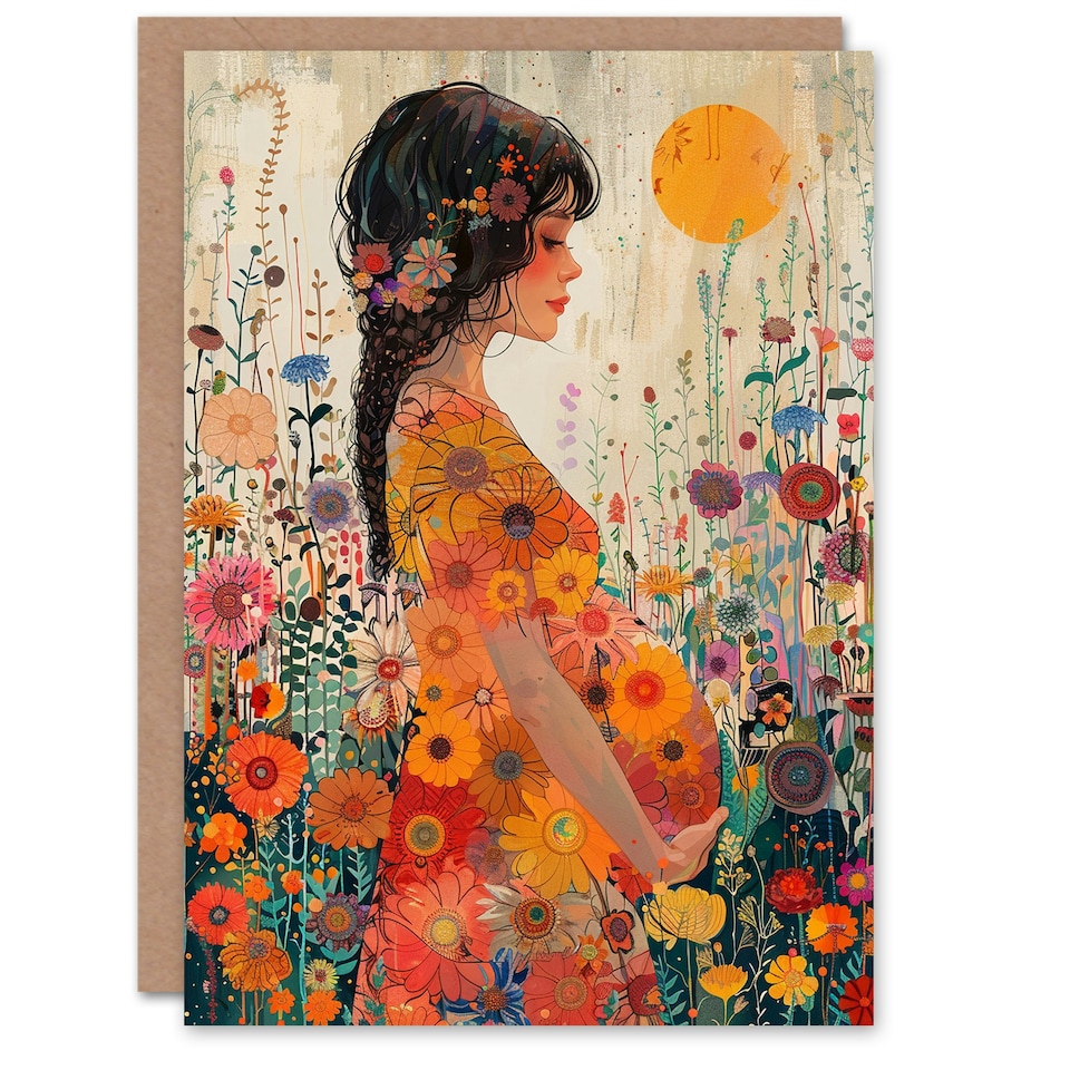 image 1 of Motherhood Floral Pregnant Wildflowers Be Woman New Baby Her Card