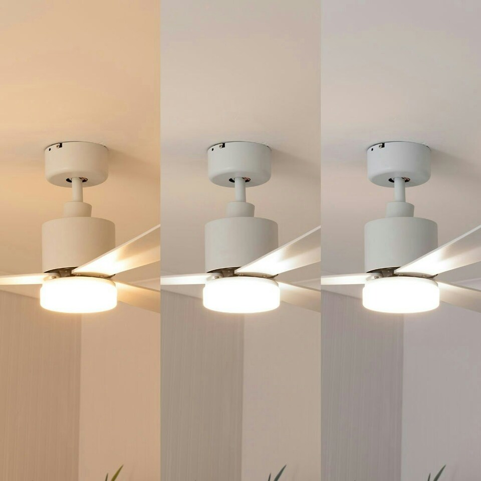 image 1 of ValueLights 52 Inch Integrated LED Ceiling Fan with Remote Control, 3 Blades, Timer and 6 Speed Functions - White