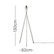 image 3 of ValueLights Camden Brushed Chrome Metal Stem Tripod Floor Lamp Silver