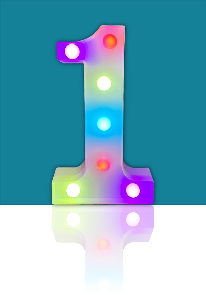 image 1 of Battery Operated RGB Number With Remote Control Number 1