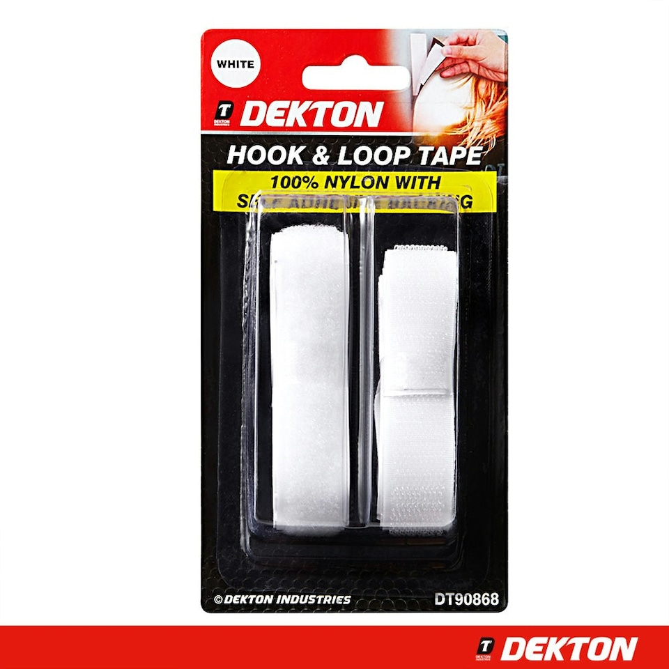 image 1 of Dekton White 20mm X 1m Hook & Loop 100% Nylon With Backing Glue