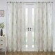 image 1 of Pair of Bracken Green Leaf Print Voile Panels 229 cm (90 inch) Rod Pocket Panels for Bedroom and Living Room