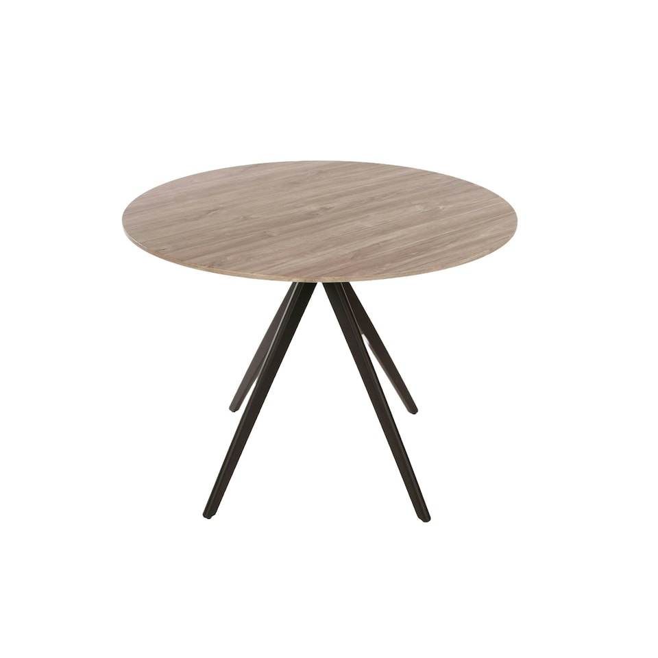 image 1 of Core Products Aspen Grey Oak Effect Dining Table - Black Pedestal Leg Frame, H75.0cm x W100.0cm x D100.0cm Grey