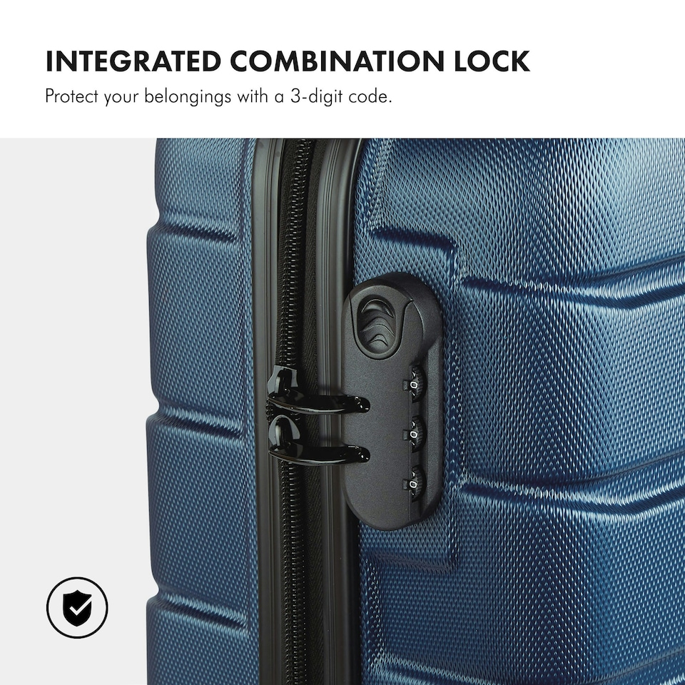 image 1 of VonHaus 3pc Navy Luggage Set, 360° Silent Spinner Wheels