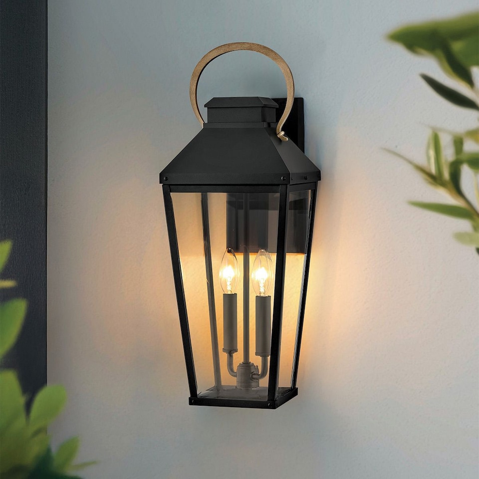 image 1 of Hinkley Dawson Outdoor Wall Lantern Traditional Black, Burnished Bronze accent IP44 2x E14