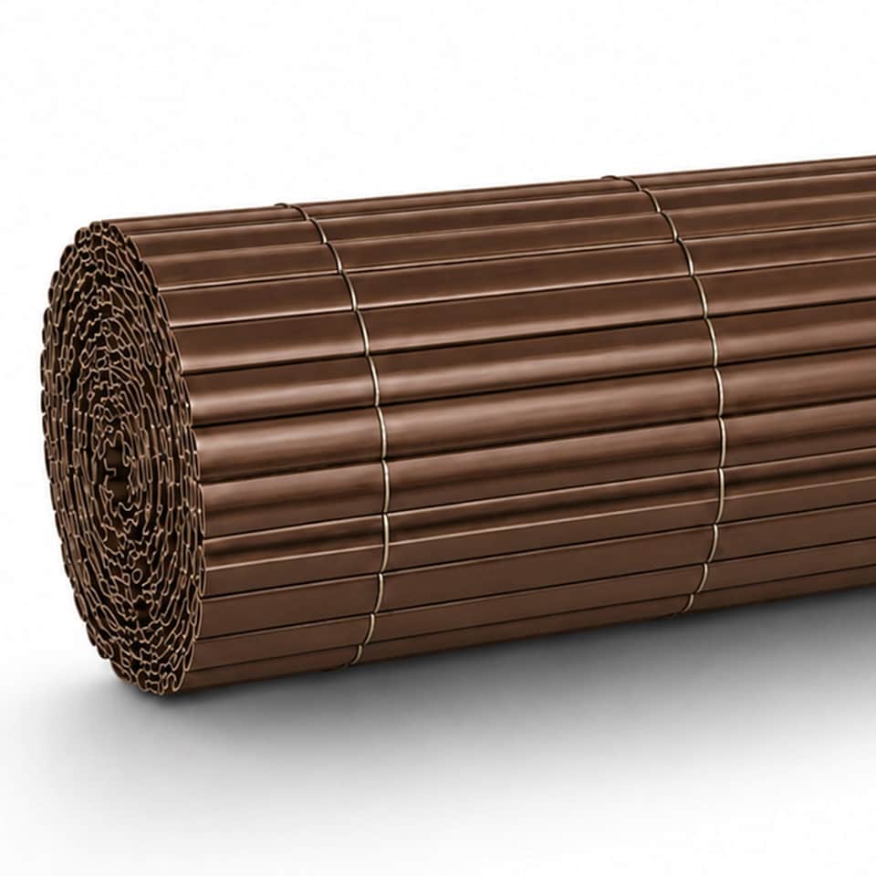 image 1 of 1m x 4m Brown PVC Outdoor Garden Fencing Privacy Screen Roll | Brown | 1