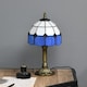image 8 of HOMCOM Handmade Stained Glass Table Lamp, TiffanyStyle Bedside Lamp for Bedroom, Living room, Home, Nightstand, Decorative Night Light, Blue