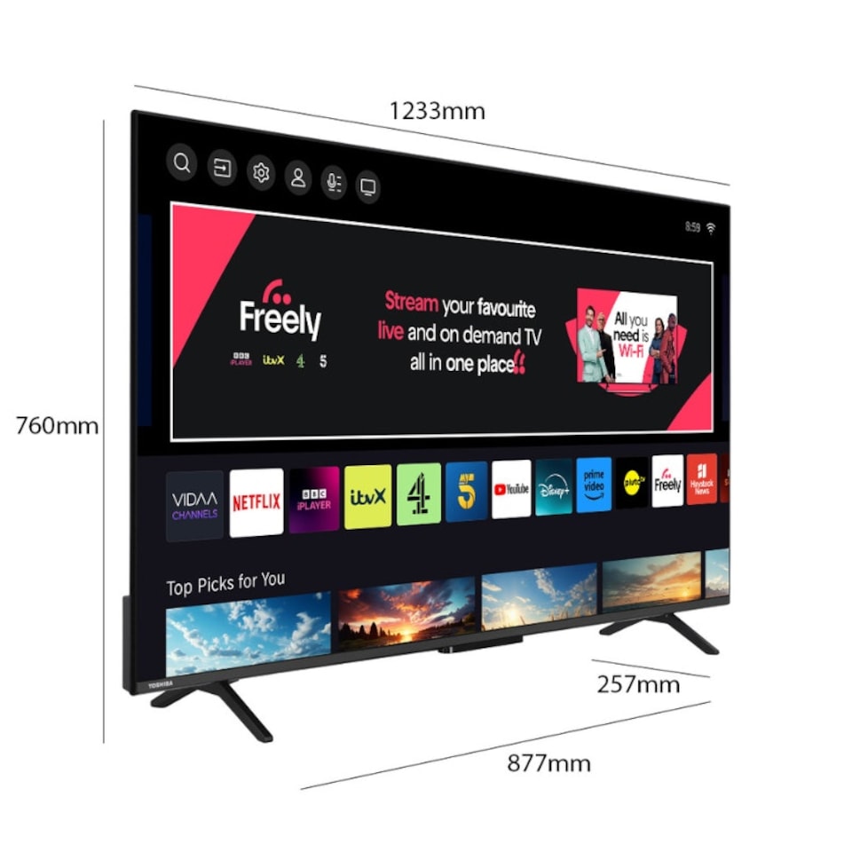 image 1 of Toshiba 55 Inch 4K Ultra HD LED HDR Smart VIDAA Freely TV & Dolby - 55UV2F53DBU