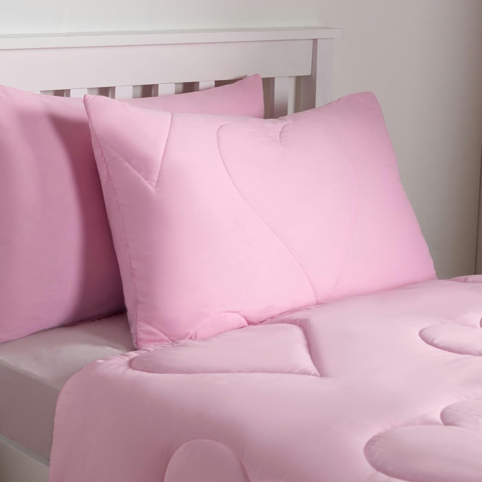image 1 of OHS Coverless Heart Quilted 7.5 Tog Bedding Set, Single - Pink